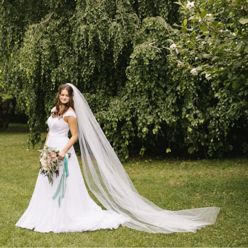 9ft Cathedral length wedding veil 108” width - color silk white